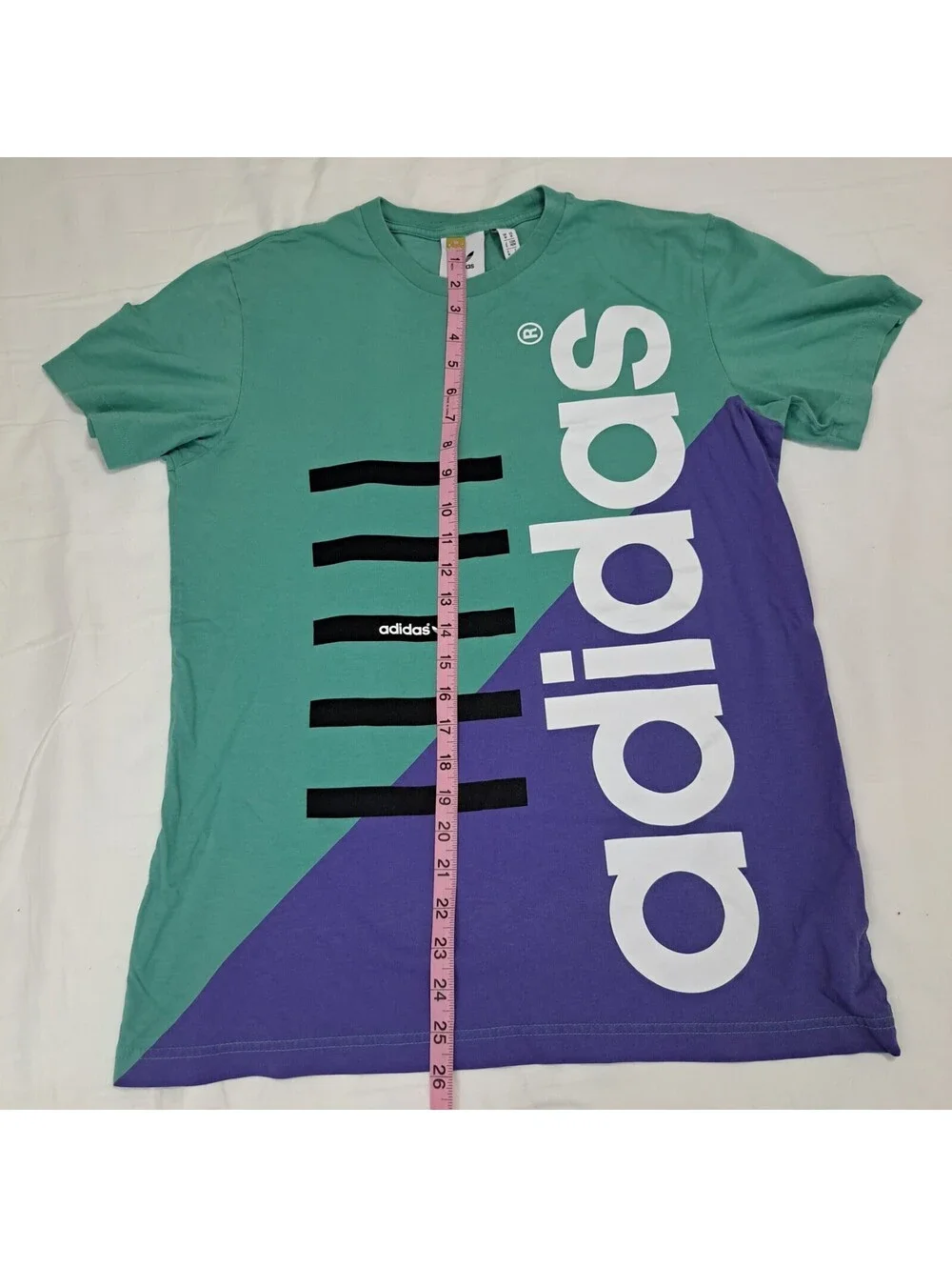 Adidas Originals Retro Geometric T Shirt Mens Sz M Teal Purple Blokecore Sporty